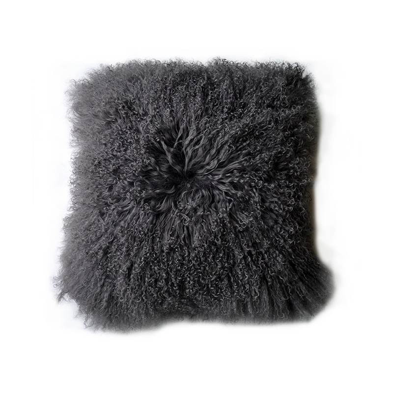 Housse Coussin Agneau du Tibet Gris