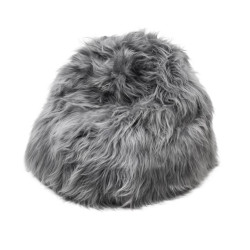 Pouf en Peau de mouton islandais gris