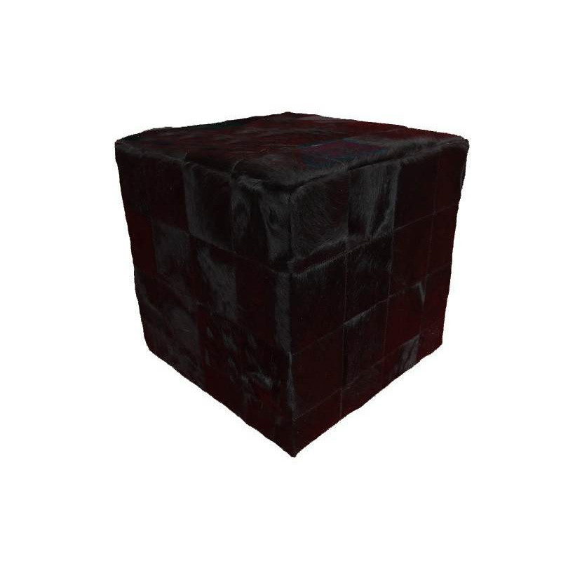 Pouf en peau de vache noir