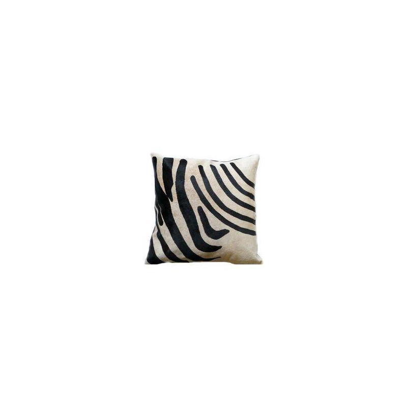 Coussin en Peau de Vache Imitation Zèbre