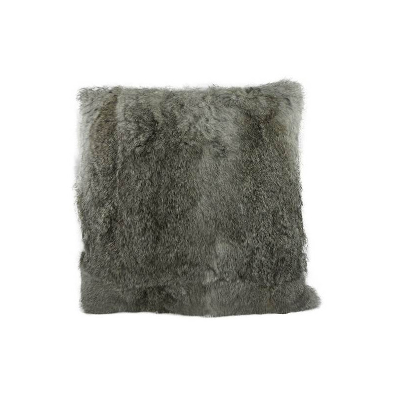 Coussin En Peau De Lapin Gris