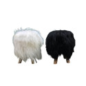 Tabouret En Peau De Mouton Noir