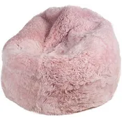 Pouf En Peau De Mouton Rose