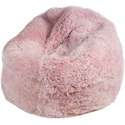 Pouf En Peau De Mouton Rose