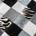 Tapis Patchwork Peau De Vache Noir Et Blanc