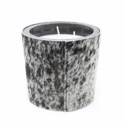 Bougie En Peau De Vache Poivre Et Sel - 3 Mèches