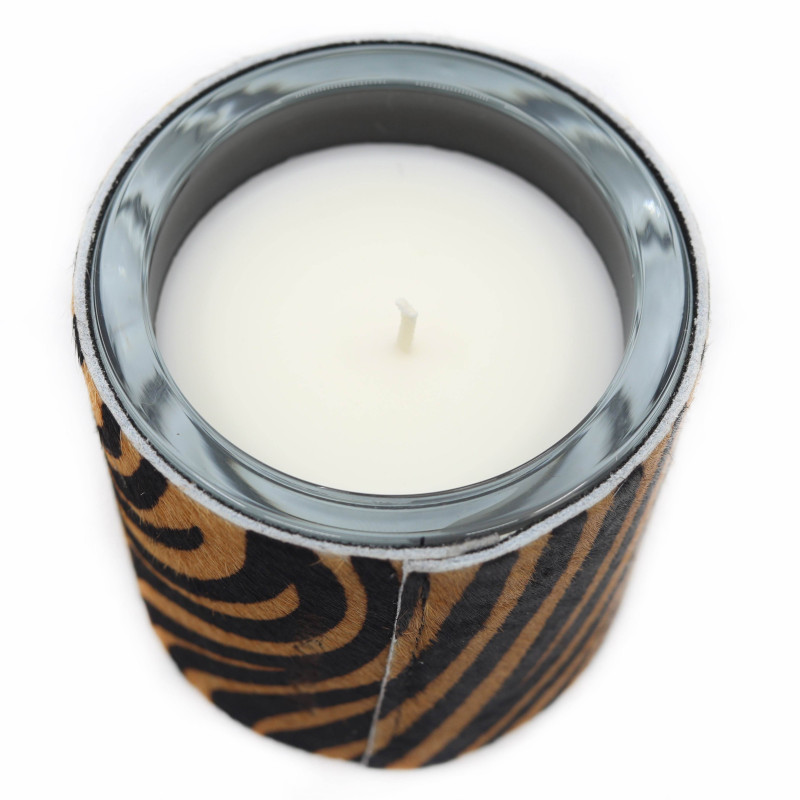 Bougie En Peau De Vache Zébrée Orange - 1 Mèche