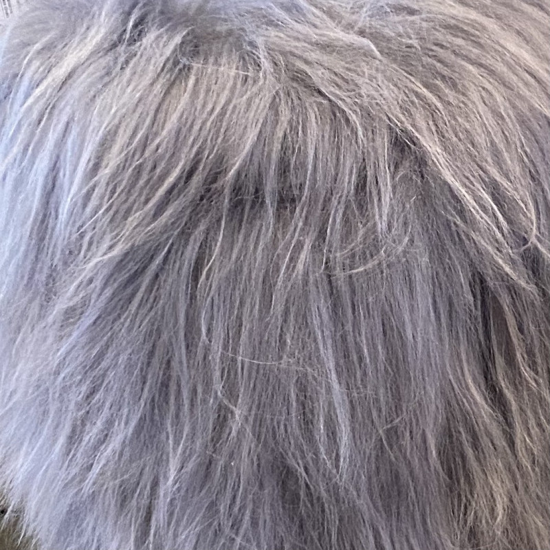 Tabouret En Peau De Mouton Gris