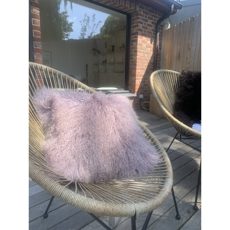 Coussin En Peau d'Agneau Du Tibet Lavande