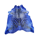 Peau de vache zébrée bleue