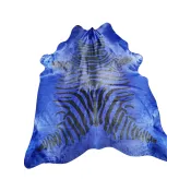 Peau de vache zébrée bleue