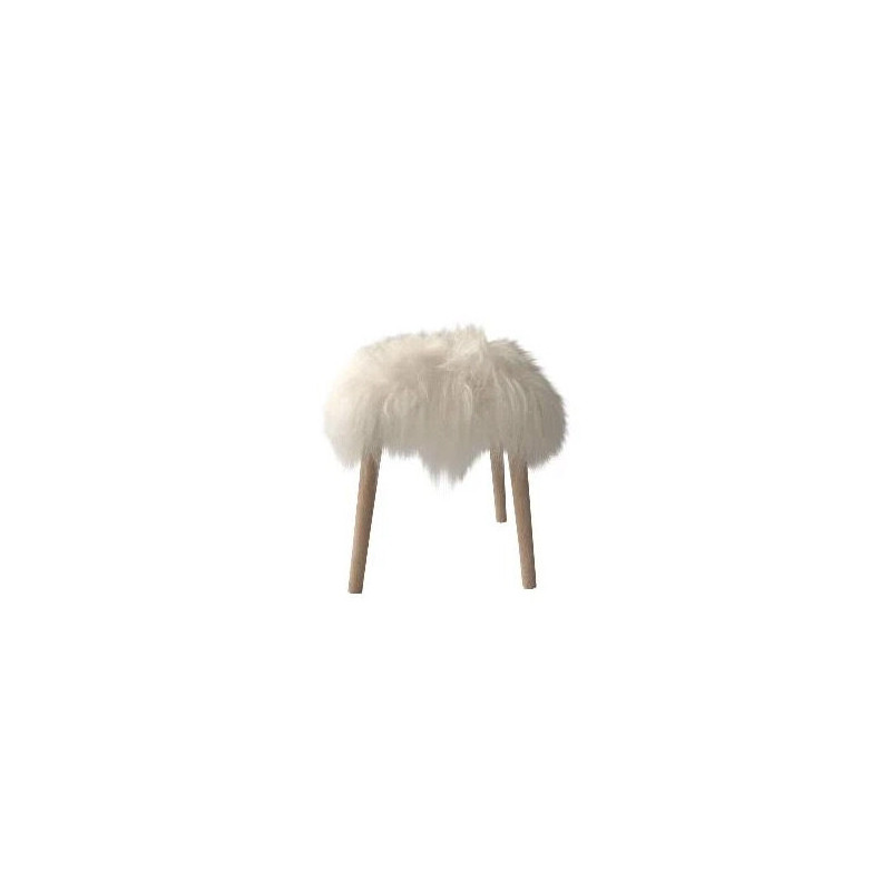 Tabouret En Peau De Mouton Islandais Blanc