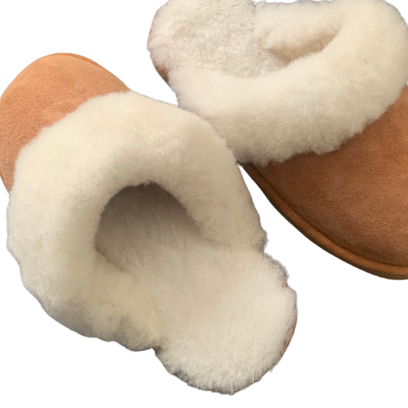 Mules En Peau De Mouton Avec Rebord