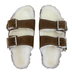 Sandales en peau de mouton | Chaussons ouverts peau de mouton | Maison Thuret