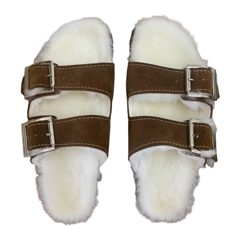 Sandales en peau de mouton | Chaussons ouverts peau de mouton | Maison Thuret