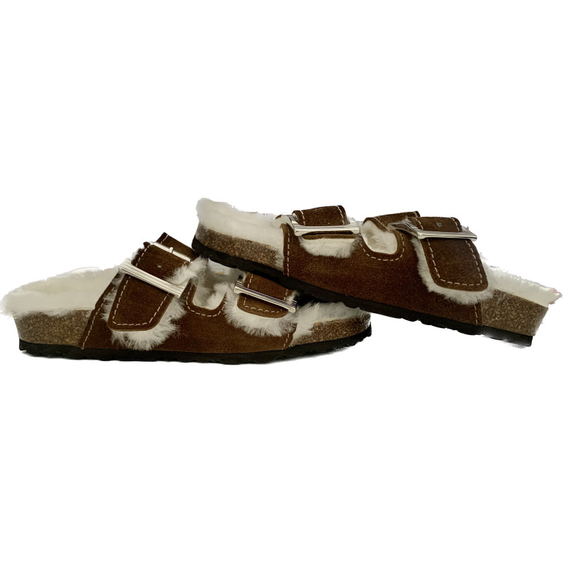 Sandales en peau de mouton | Chaussons ouverts peau de mouton | Maison Thuret