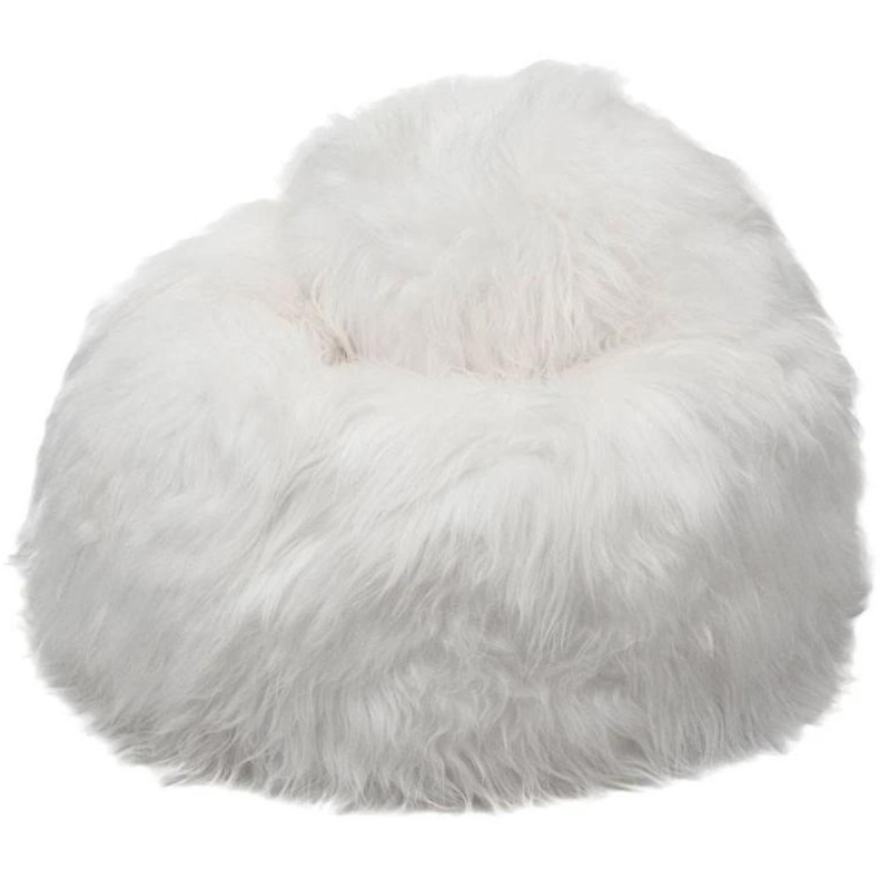 Pouf en Peau de mouton islandais blanc