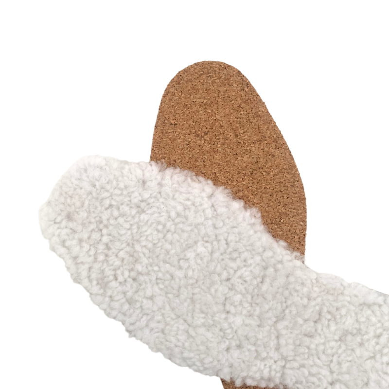 Semelle Blanche En Peau De Mouton Naturelle Et Dessous En Liège