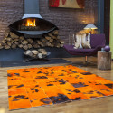 Tapis de Vache Patchwork Orange
