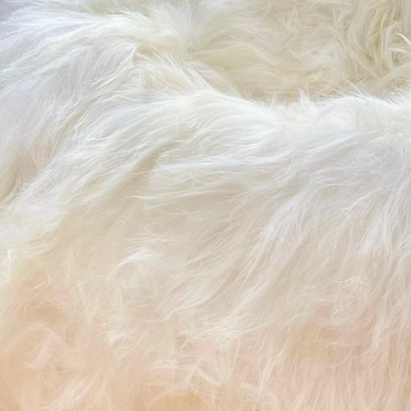 Pouf en Peau de mouton islandais blanc