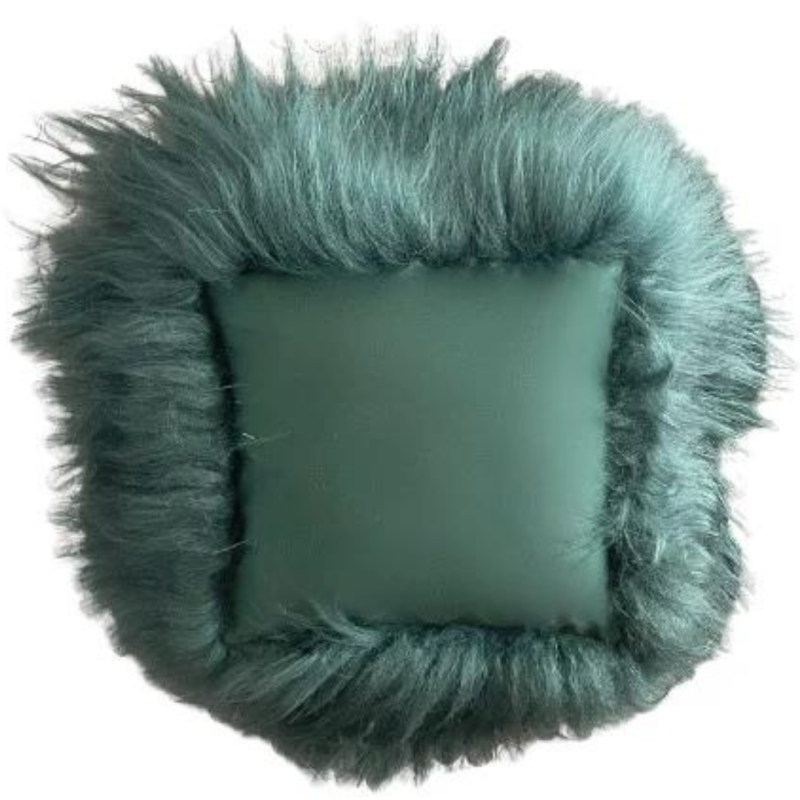 Coussin En Peau De Mouton Islandais Vert Bouteille