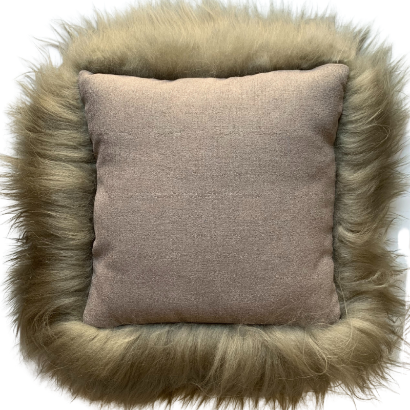Coussin En Peau De Mouton Islandais Olive