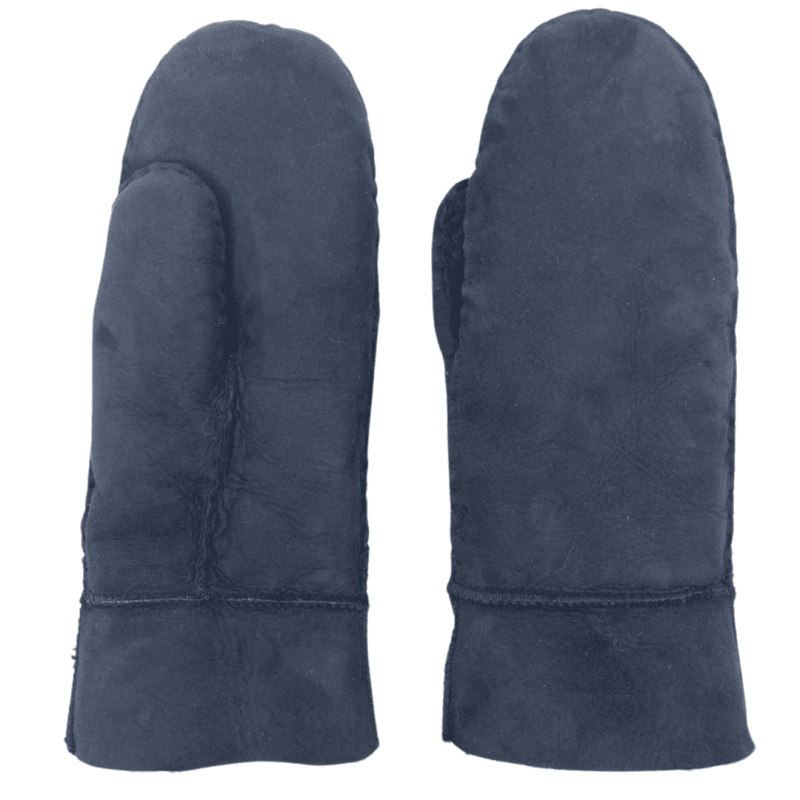 Moufles En Peau De Mouton Bleue Marine