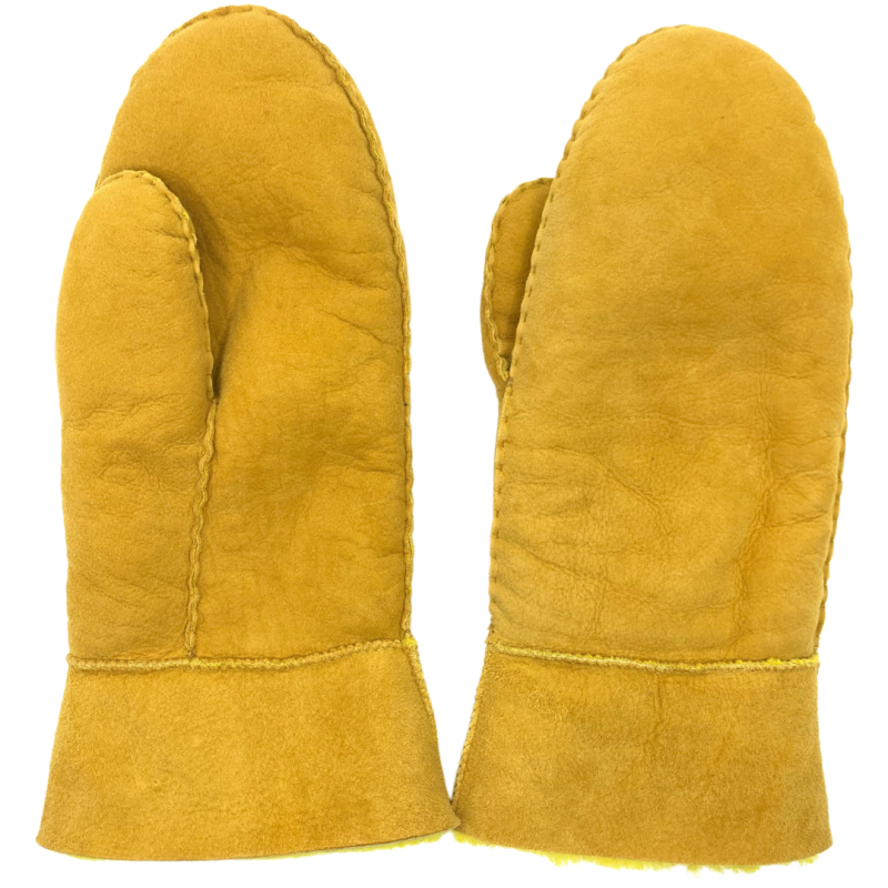 Gele schapenvacht wanten