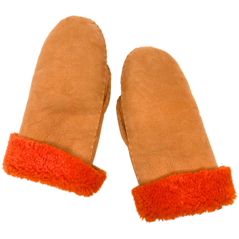 Oranje schapenvacht wanten