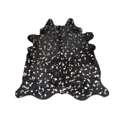 Peau de Vache Noir Dévorée argentée
