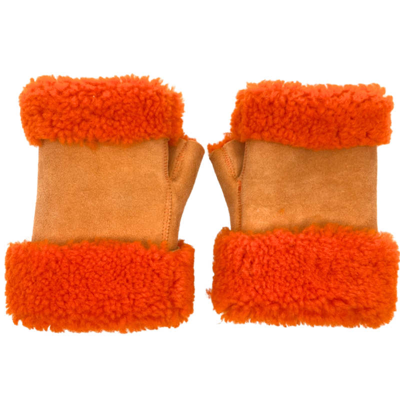 Mitaines En Peau De Mouton Orange