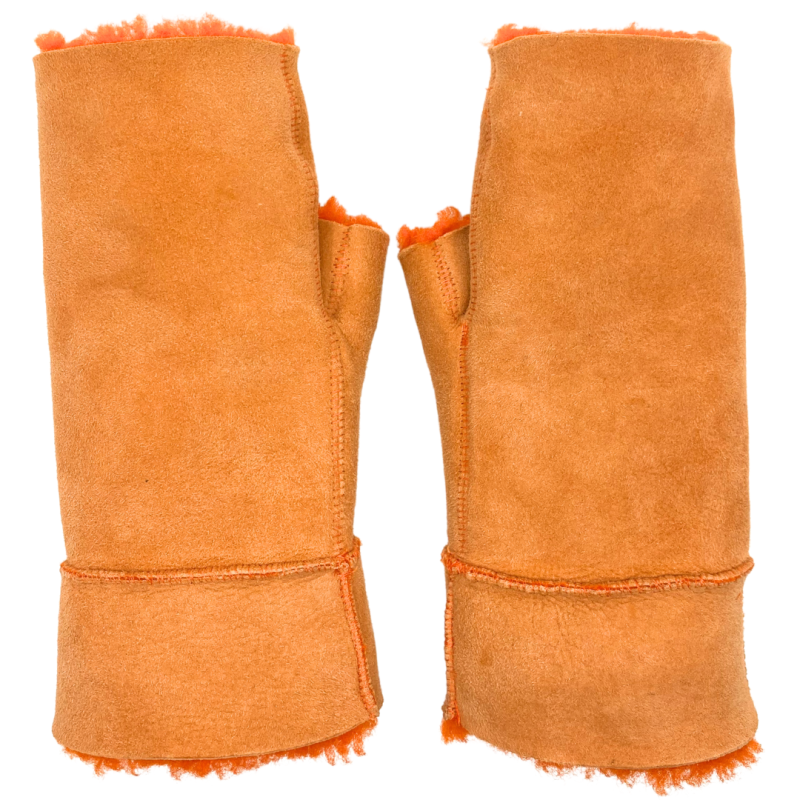 Mitaines En Peau De Mouton Orange