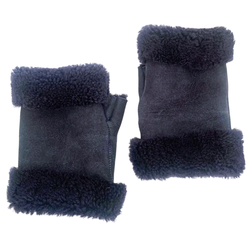 Mitaines En Peau De Mouton Bleue Marine