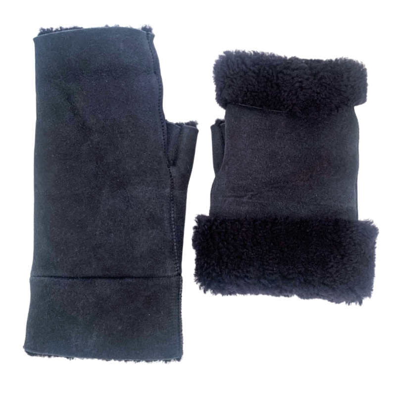 Mitaines En Peau De Mouton Bleue Marine
