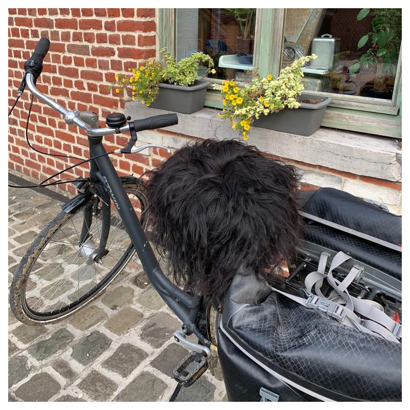 Zwart IJslands Schapenvacht Fietszadel - Xl