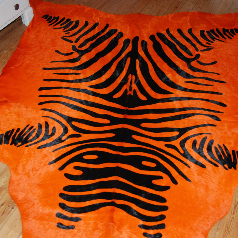 Peau de vache zèbre orange