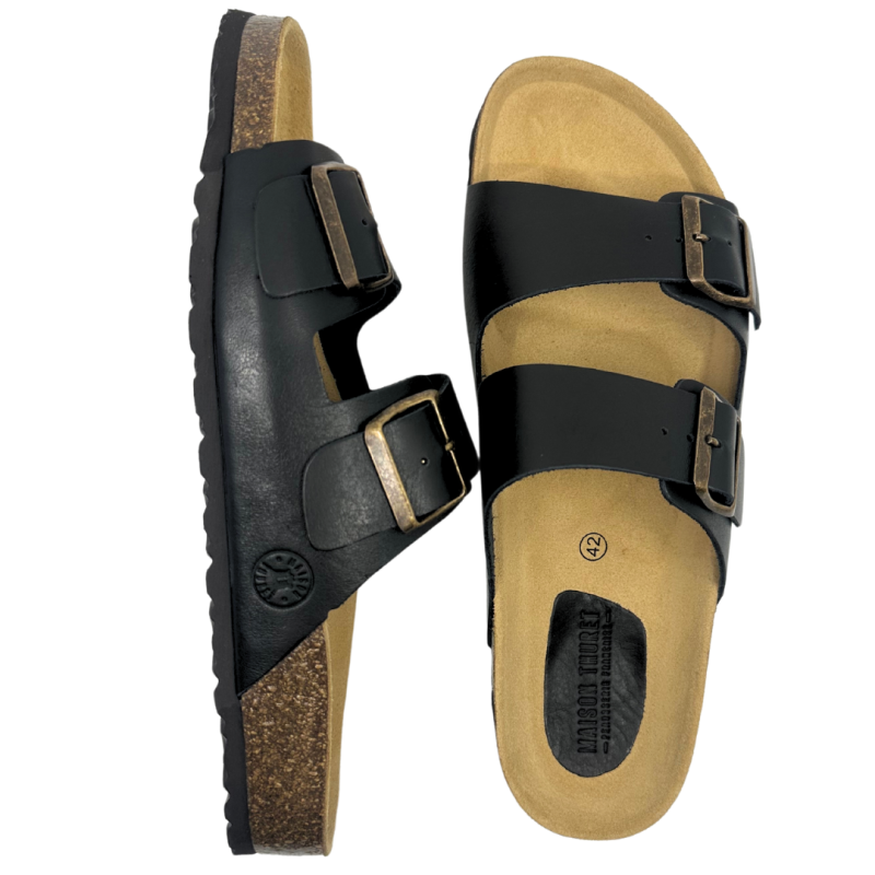 Sandales en cuir noir