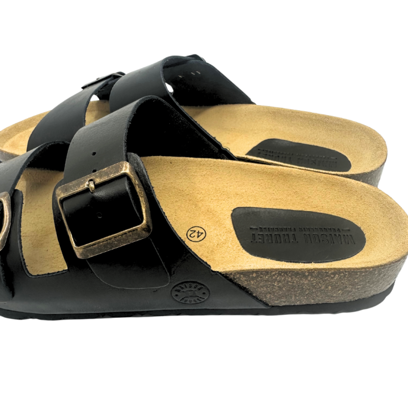 Zwarte leren sandalen