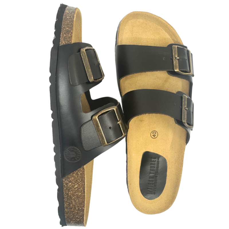 Sandales en cuir marron