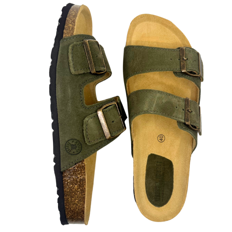 Sandales en daim kaki