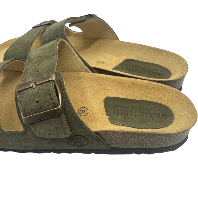 Sandales en daim kaki
