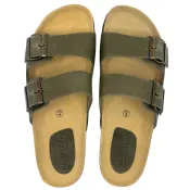 Kaki leren sandalen