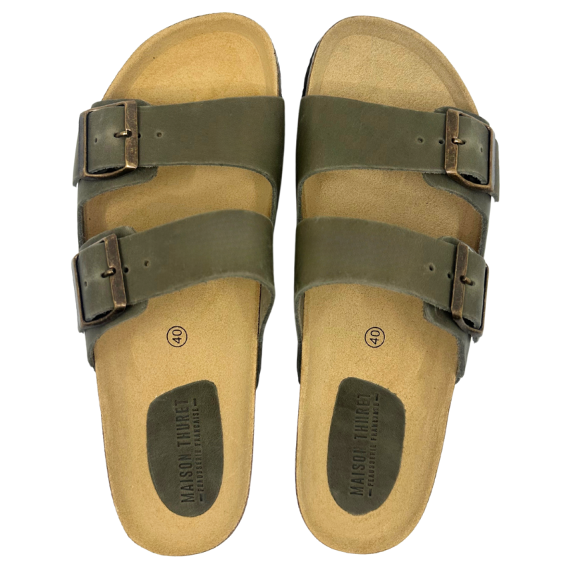 Sandales en cuir kaki