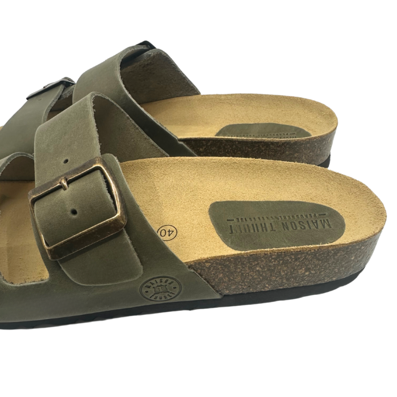 Sandales en cuir kaki