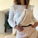 Beige schapenvacht riem