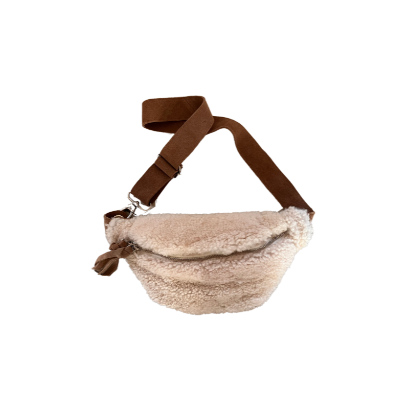 Beige schapenvacht riem