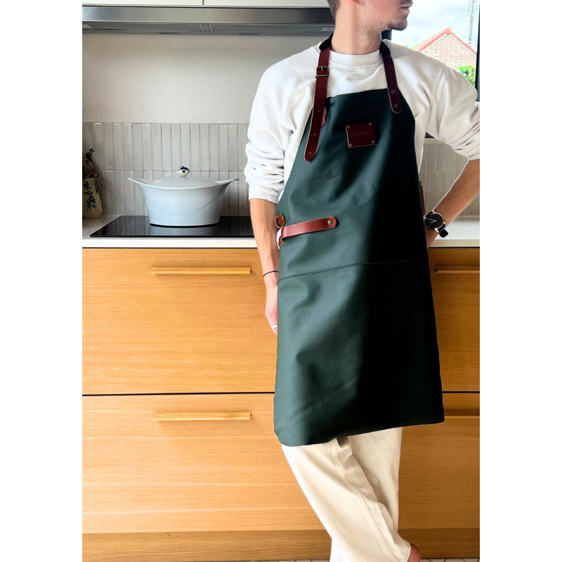 Tablier En Cuir Vert Foncé