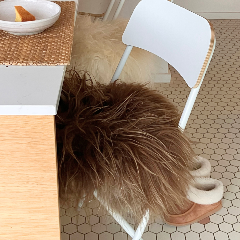 Galette de chaise en peau de mouton islandais marron