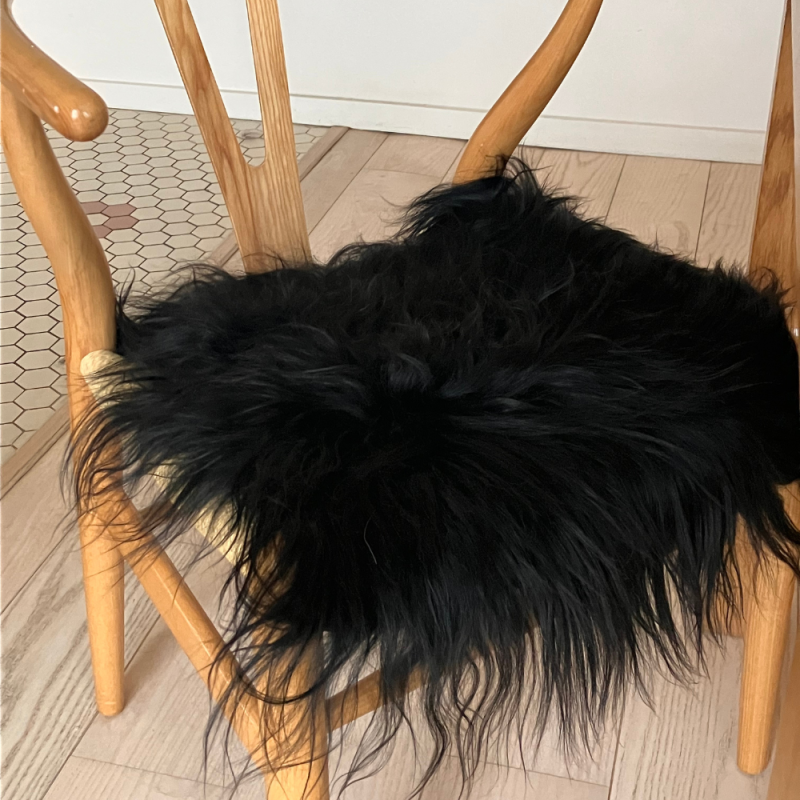 Galettes de chaise en Peau de mouton islandais noir