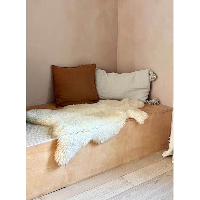 Peau De Mouton Naturelle Blanche Bouclée